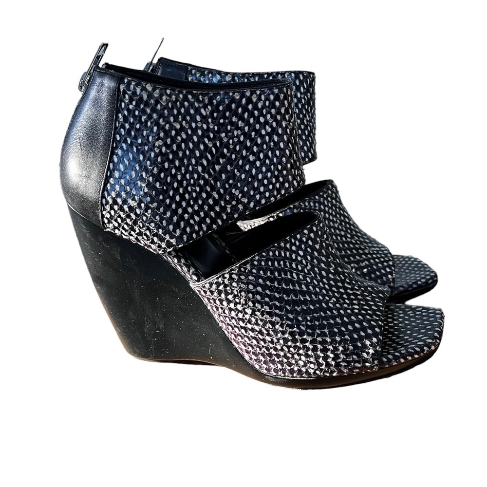 BALENCIAGA leather snakeskin wedge heels